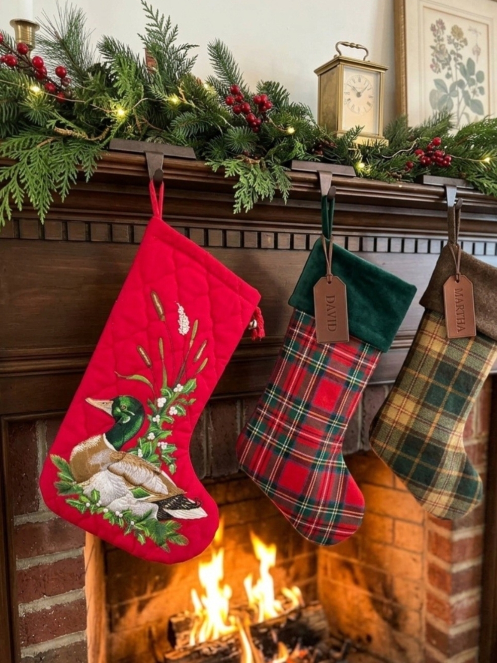 Holiday Quilted Duck Red Christmas Stocking